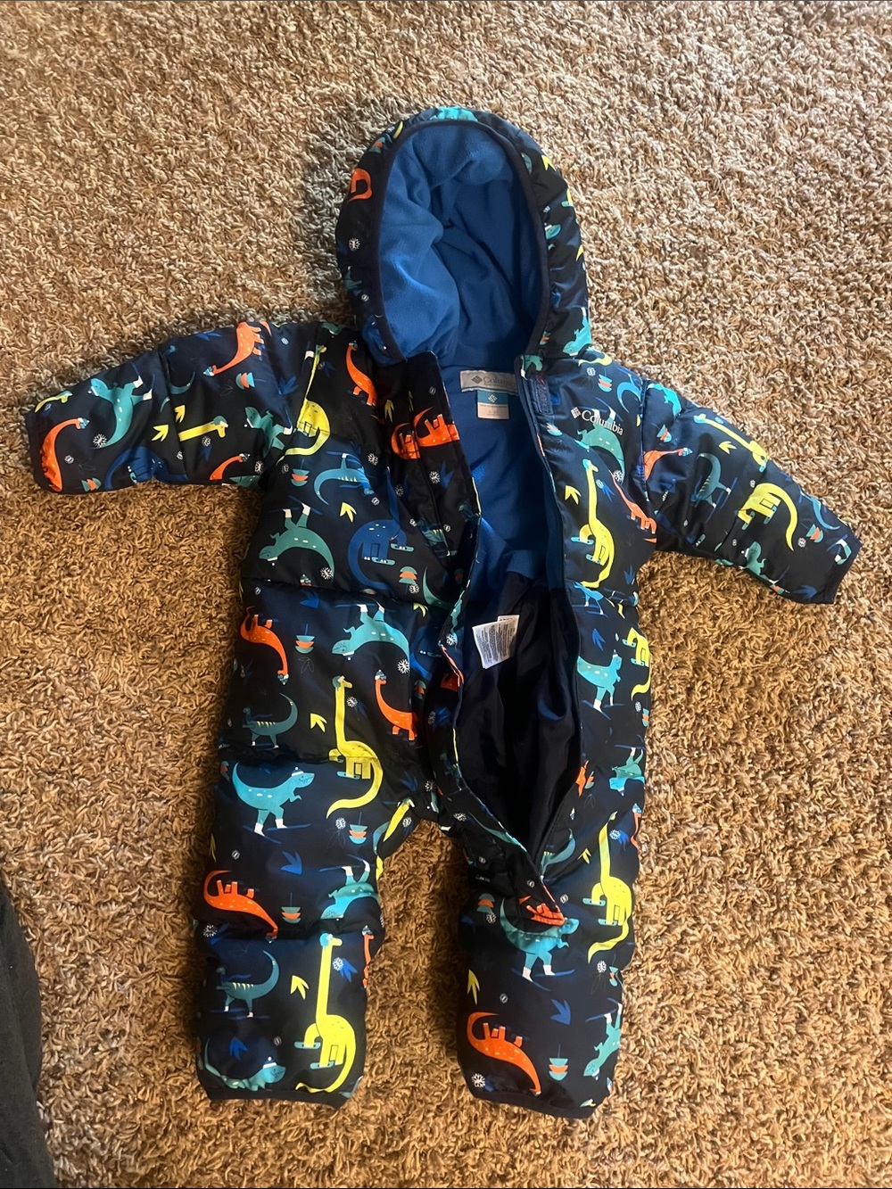 Columbia Navy Blue Dino-Print Infant One-Piece Snowsuit